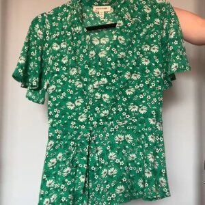 Green Floral Tie Shirt